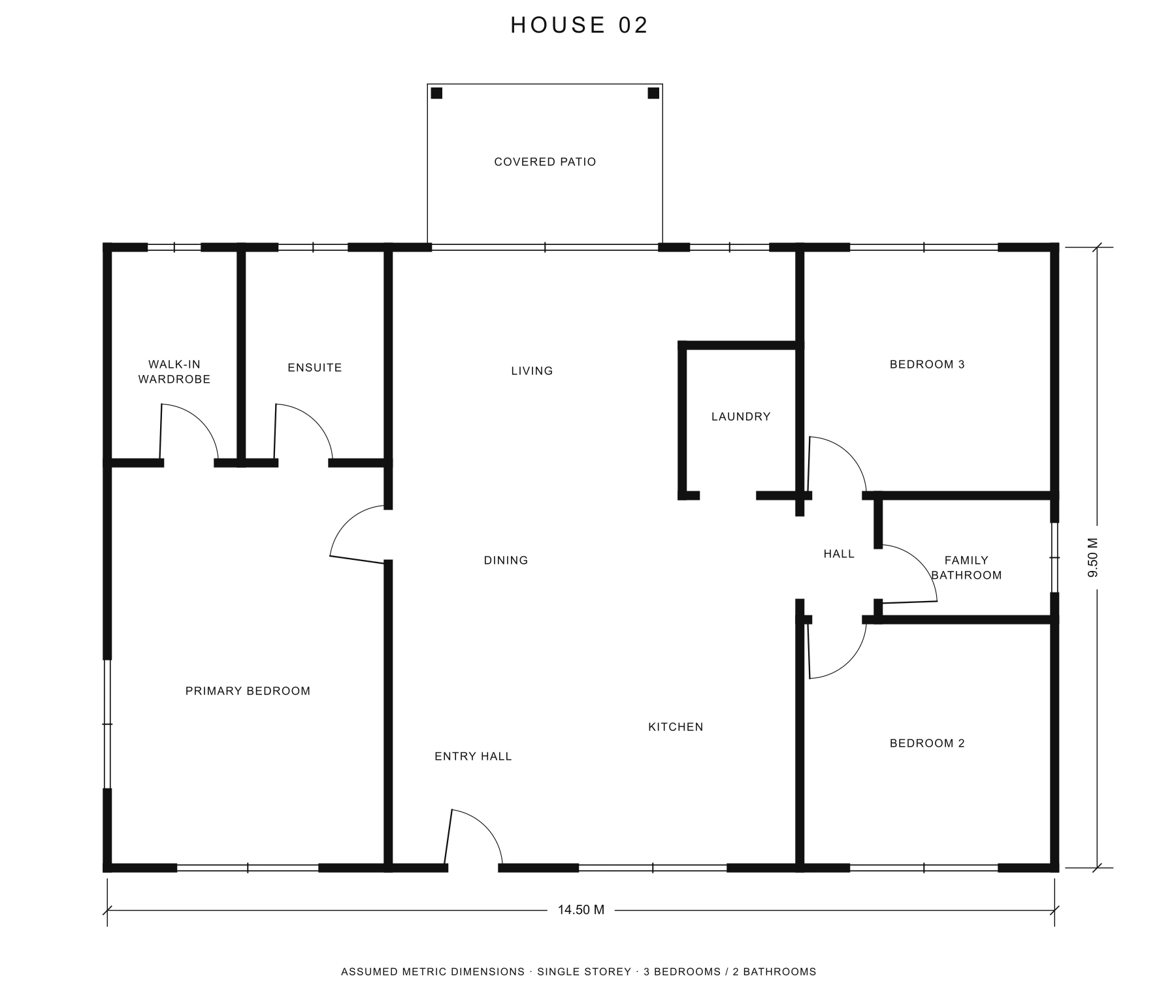The original 3 bed 2 bath house plan